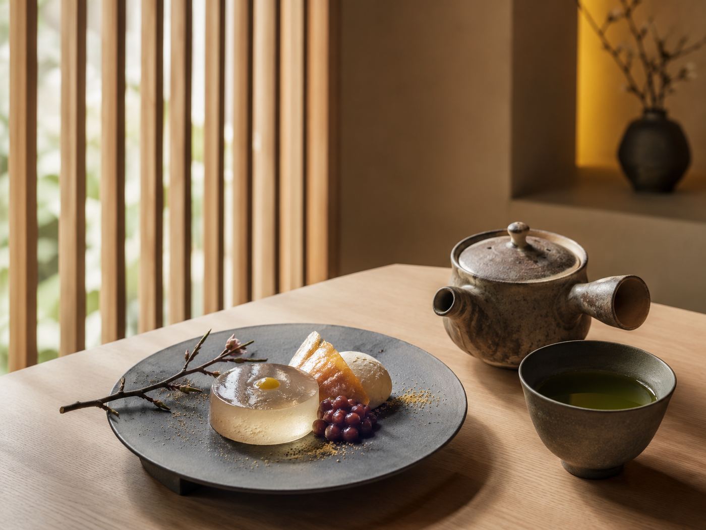 わらび餅と煎茶